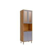 Cristaleira Cozinha MGM Brilhante c/ 4 Portas c/ Vidro 70cm Cinamomo/Platina