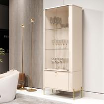 Cristaleira Curva 3 Prateleiras Portas Vidro Pés Metal MDF Off White Dourado Tucupi