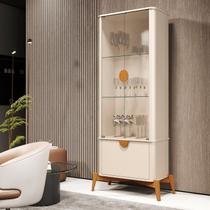 Cristaleira Curva com Puxador e Pés em Madeira Maciça