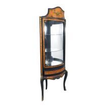 Cristaleira de Canto Francesa Bronze Cravejado Radica Luxo