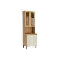 Cristaleira de Cozinha Rebeca c/ 4 Portas ( 2 c/ Vidro ) 70cm Mel/Off White - Movelbento