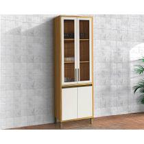 Cristaleira de Cozinha Tempranillo c/ 4 Portas 2 c/Vidro Canelado 70x230cm Amendoa/Off White - Ronipa