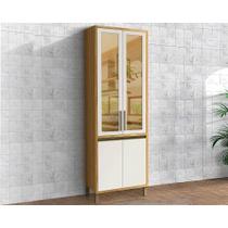 Cristaleira de Cozinha Tempranillo c/ 4 Portas 2 c/Vidro Reflecta 70x230cm Amendoa/Off White - Ronipa