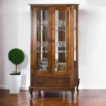 Cristaleira de Madeira 2 Portas 1 Gaveta 2 Prateleiras Lateral com Vidro Fundo com Espelho Pés Luiz Cristaleira de Madeira 2 Portas 1 Gaveta 2 Prateleiras Lateral com Vidro Fundo com Espelho Pés Luiz