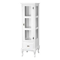 Cristaleira de Madeira Colonial com 1 Porta 1 Gaveta e Pés Luiz XV