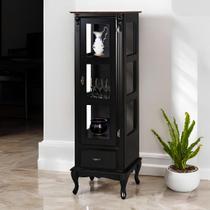 Cristaleira de Madeira Colonial com 1 Porta 1 Gaveta e Pés Luiz XV