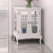 Cristaleira de Madeira Espelho 2 Portas 2 Prateleiras Vidros na Lateral Pés Luiz XV 1055-E