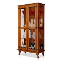 Cristaleira De Madeira Maciça 2 Portas De Vidro Luma Castanho