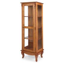 Cristaleira de Madeira Maciça com 1 Porta 3 Prateleiras e Laterais em Vidro Pés Luiz XV 5109 Genebra Cristaleira de Madeira Maciça com 1 Porta 3 Prateleiras e Laterais em Vidro Pés Luiz XV 5109 Genebra