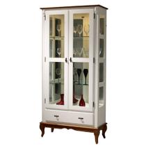 Cristaleira de Vidro e Madeira Antique 2 Portas e 1 Gaveta com Espelho e LED - M560303EL