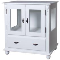 Cristaleira de Vidro e Madeira Antique Baixa com 2 Portas e 1 Gaveta - M550312