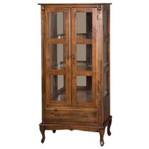 Cristaleira de Vidro e Madeira Antique com 2 Portas e 1 Gaveta - 1001E