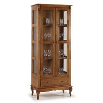 Cristaleira de Vidro e Madeira Antique com 2 Portas e 1 Gaveta - M560303