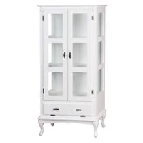 Cristaleira de Vidro e Madeira Antique com 2 Portas e 1 Porta Basculante -1001 - laca Branca Cristaleira de Vidro e Madeira Antique com 2 Portas e 1 Porta Basculante -1001 - laca Branca