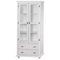 Cristaleira de Vidro e Madeira Antique com 2 Portas e 2 Gavetas - 304