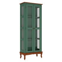 Cristaleira de Vidro e Madeira Antique com 2 Portas e Pés Luiz XV - 2050