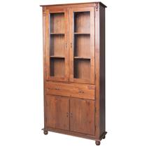 Cristaleira de Vidro e Madeira Antique com 4 Portas e 1 Gaveta - 308
