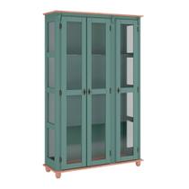 Cristaleira de Vidro e Madeira com 3 Portas Antique Pés Torneados - 3075