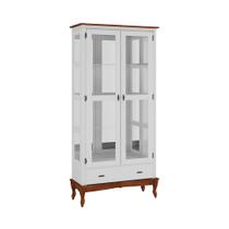 Cristaleira de Vidro e Madeira Luís XV com 2 Portas e 1 Gaveta com Espelho - 1076-E