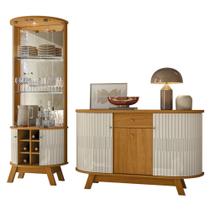Cristaleira de Vidro Melina e Buffet Toni Z10 Off/Cinamomo - Mpozenato Cristaleira de Vidro Melina e Buffet Toni Z10 Off/Cinamomo - Mpozenato
