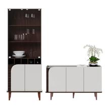 Cristaleira e Aparador Buffet Jurerê Off White Matte Nogueira Real - Colibri