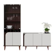 Cristaleira e Aparador Buffet Jurerê Off White Matte Nogueira Real - Colibri Cristaleira e Aparador Buffet Jurerê Off White Matte Nogueira Real - Colibri