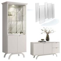 Cristaleira E Aparador Buffet Vicenza Com Espelho Isadora Off White - New Ceval