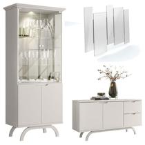 Cristaleira e Aparador Buffet Vicenza com Espelho Isadora Off White New Ceval