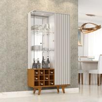 Cristaleira Elba Ripado Real Portas de Vidro Pés de Madeira Maciça 12 Nichos Garrafeiros