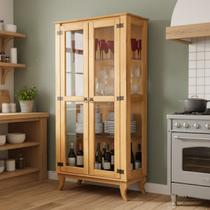 Cristaleira Elegante Em Madeira Maciça Com Vidros Reforçados E Estilo Clássico Cristaleira Elegante Em Madeira Maciça Com Vidros Reforçados E Estilo Clássico