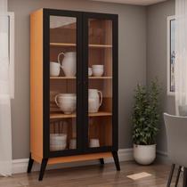 Cristaleira Estante Duas Portas de Vidro Pés em Madeira Maciça Cristaleira Estante Duas Portas de Vidro Pés em Madeira Maciça