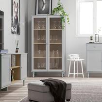 Cristaleira Estante Para Livros Ditália 2 Portas Vidro E-957 Cinza Cristaleira Estante Para Livros Ditália 2 Portas Vidro E-957 Cinza