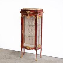 Cristaleira Francesa Luiz VX Madeira Bronze Marmore Tec Bege