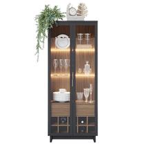 Cristaleira Guanabara 2 Portas de Vidro com Adega Preto/Noce Milano - PR Móveis