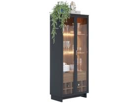 Cristaleira Guanabara com 2 Portas de Vidro - Castanho/Preto