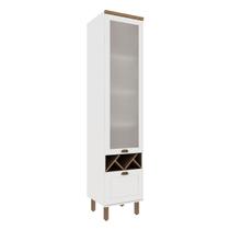 Cristaleira Iluminata 100% Mdf 1 Porta de Vidro e Adega Branco - Genialflex