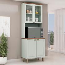 Cristaleira Iluminata 100% Mdf com 2 Portas de Vidro e Espaço para Forno Mint - Genialflex Cristaleira Iluminata 100% Mdf com 2 Portas de Vidro e Espaço para Forno Mint - Genialflex