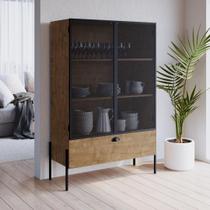 Cristaleira Industrial York com 2 Portas e 1 Gaveta - Vermont/Preto