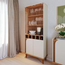 Cristaleira Jurerê 4 PT Off White e Freijó - Modern Cristaleira Jurerê 4 PT Off White e Freijó - Modern