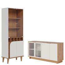 Cristaleira Jurerê Off White Matte Freijó com Aparador para Sala Buffet Vitória Freijó Off White Colibri