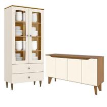 Cristaleira Liz E Aparador Buffet Ambar Off White Nature Henn