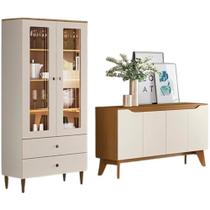 Cristaleira Liz E Buffet Quartzo Para Sala Off White Henn