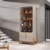 Cristaleira Lizz 2 PT Off White e Cedro - Modern Cristaleira Lizz 2 PT Off White e Cedro - Modern