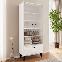 Cristaleira Londres 2 Portas 1 Gaveta com Vidro Branco - Politorno Cristaleira Londres 2 Portas 1 Gaveta com Vidro Branco - Politorno