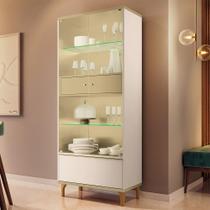 Cristaleira Lúmen B01 2 Portas de Vidro com Led Off White Lyam Decor