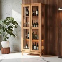 Cristaleira Luxo Madeira Maciça 2 Portas de Vidro
