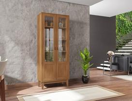 Cristaleira Lyra 2 Portas c/ Prateleiras para Vinhos e Taças Cedro