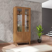 Cristaleira Lyra 2 Portas de Vidro 4 Prateleiras MDF e MDP e Pés em Madeira Cedro