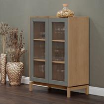 Cristaleira Madeira Maciça 2 Portas Vidro Canelado Ondulado