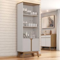 Cristaleira Madri Off White e Cinamomo com Portas de Vidro e Design Sofisticado